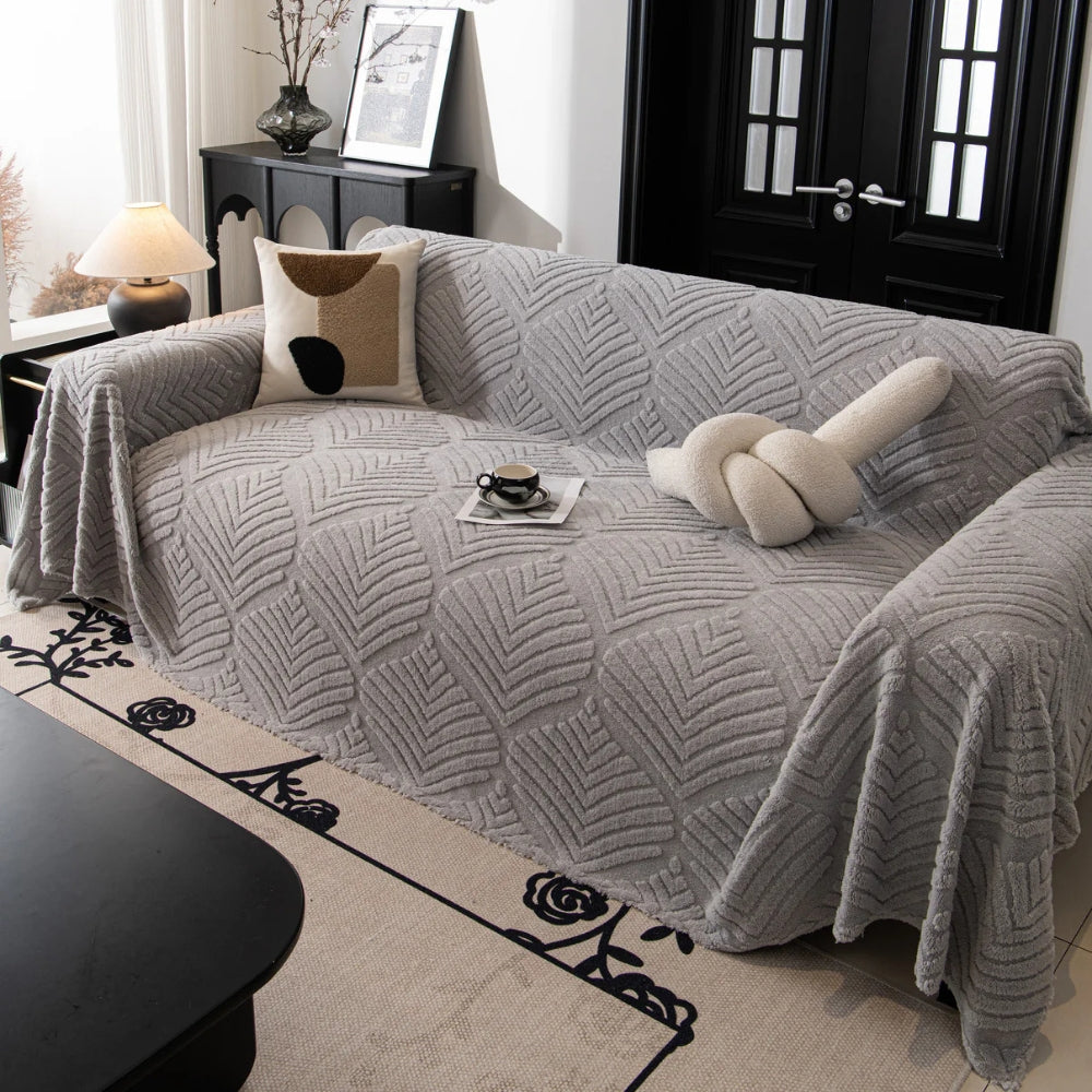 Herringbone Leaf Design Fleece Couch Cover