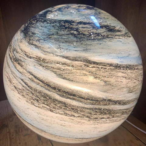 Glass Look Sphere LED Table Lamp with Swirl Pattern Surface