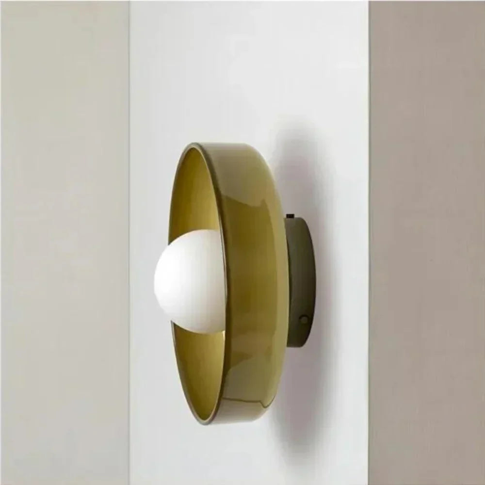 Glass Disc Ceiling and Wall Light with Central Globe