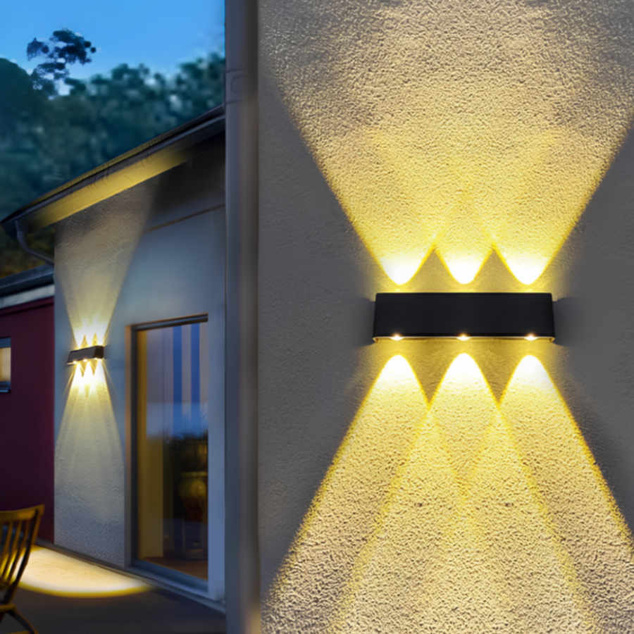 Solar Outdoor Wall Light With Six LED Beams