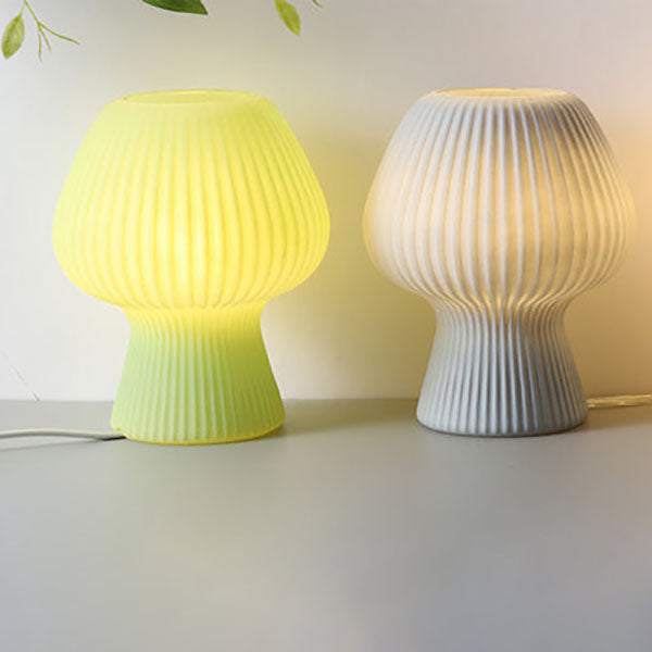 Minimalist Sturdy Mushroom Glass Table Bedside Lamp