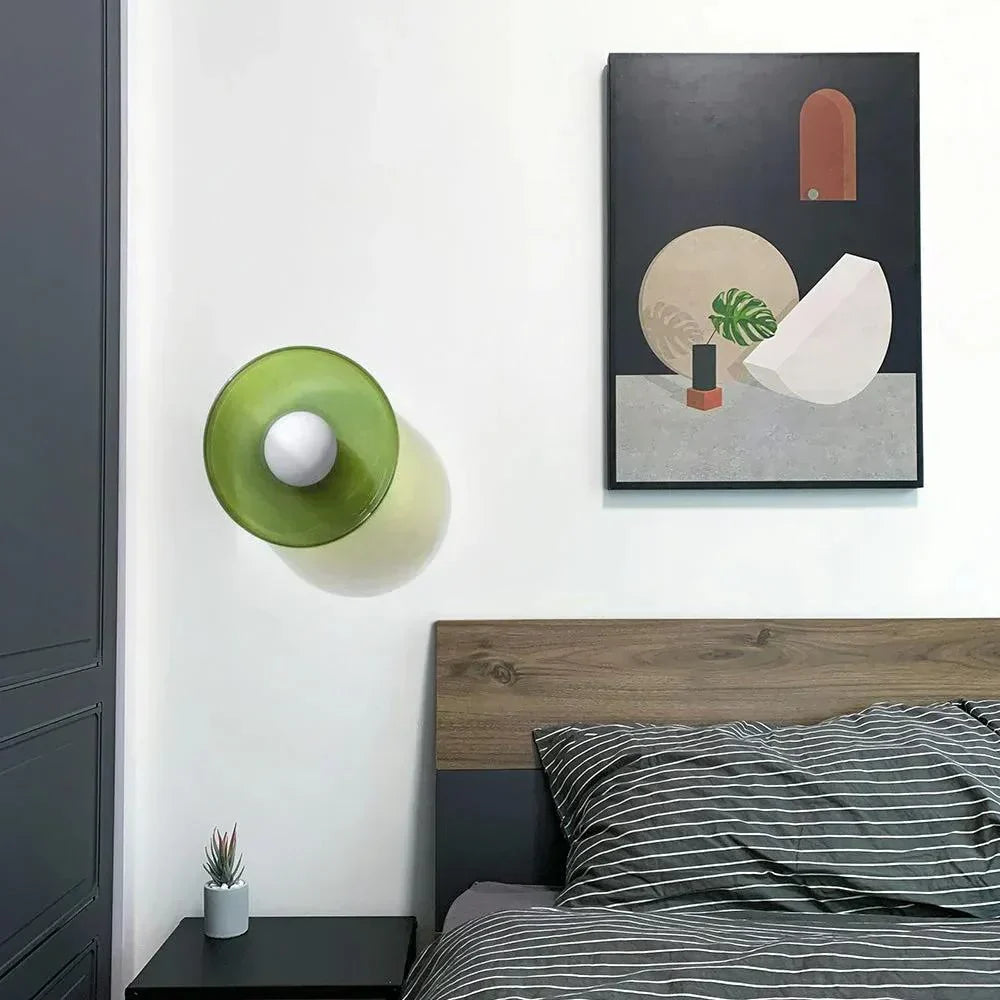 Glass Disc Ceiling and Wall Light with Central Globe