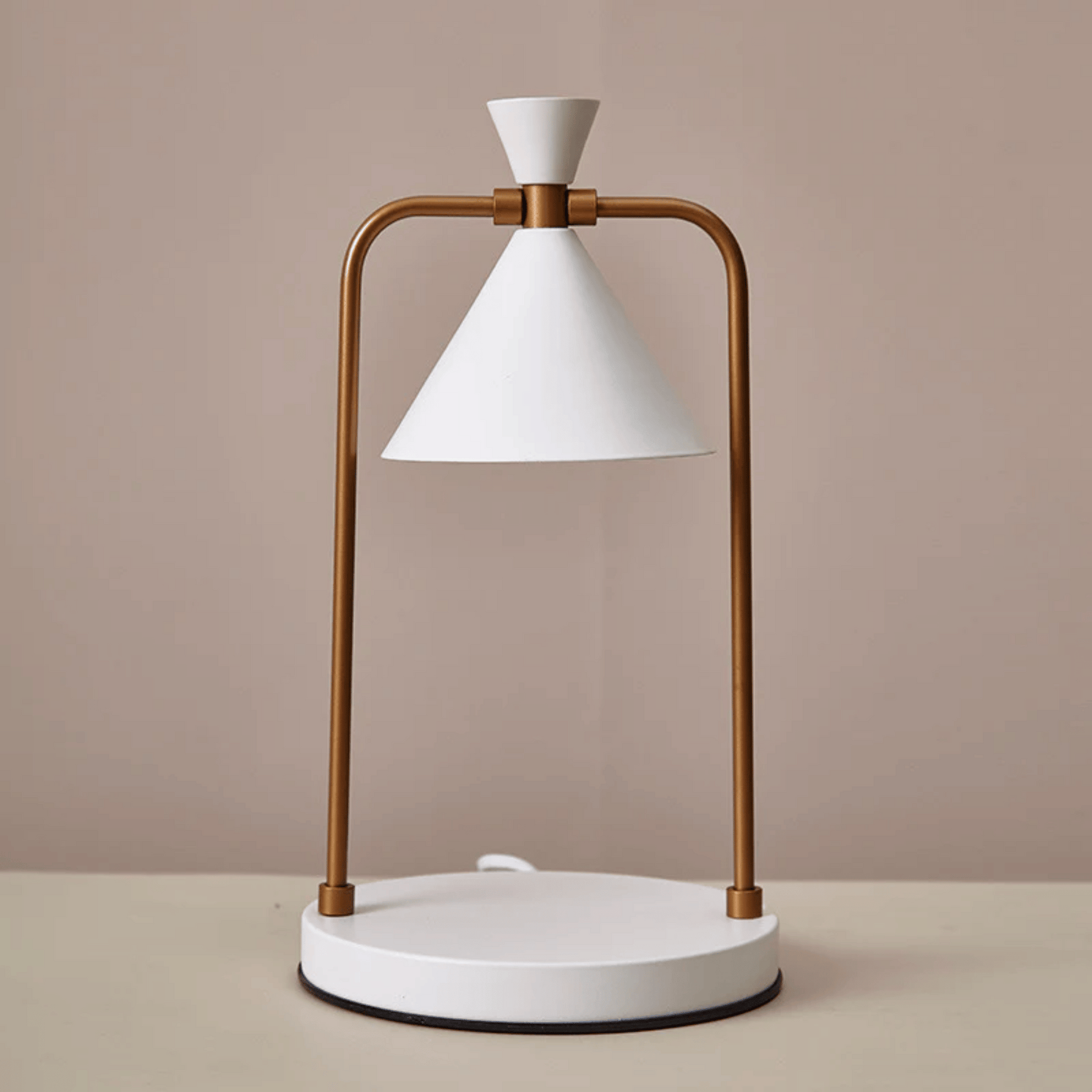 Electric Candle Warmer Lamp with Metal Frame and Cone Shade