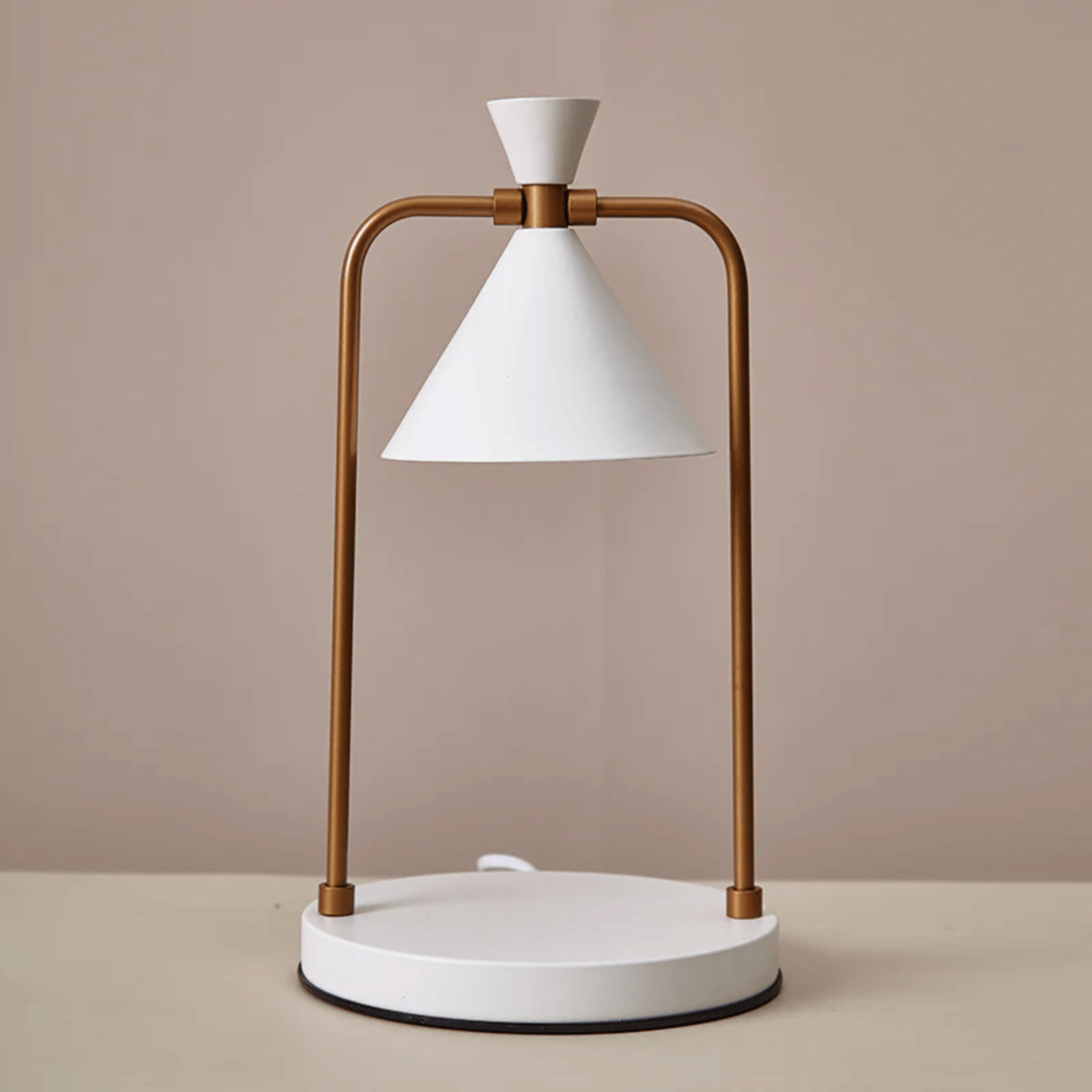 Electric Candle Warmer Lamp with Metal Frame and Cone Shade