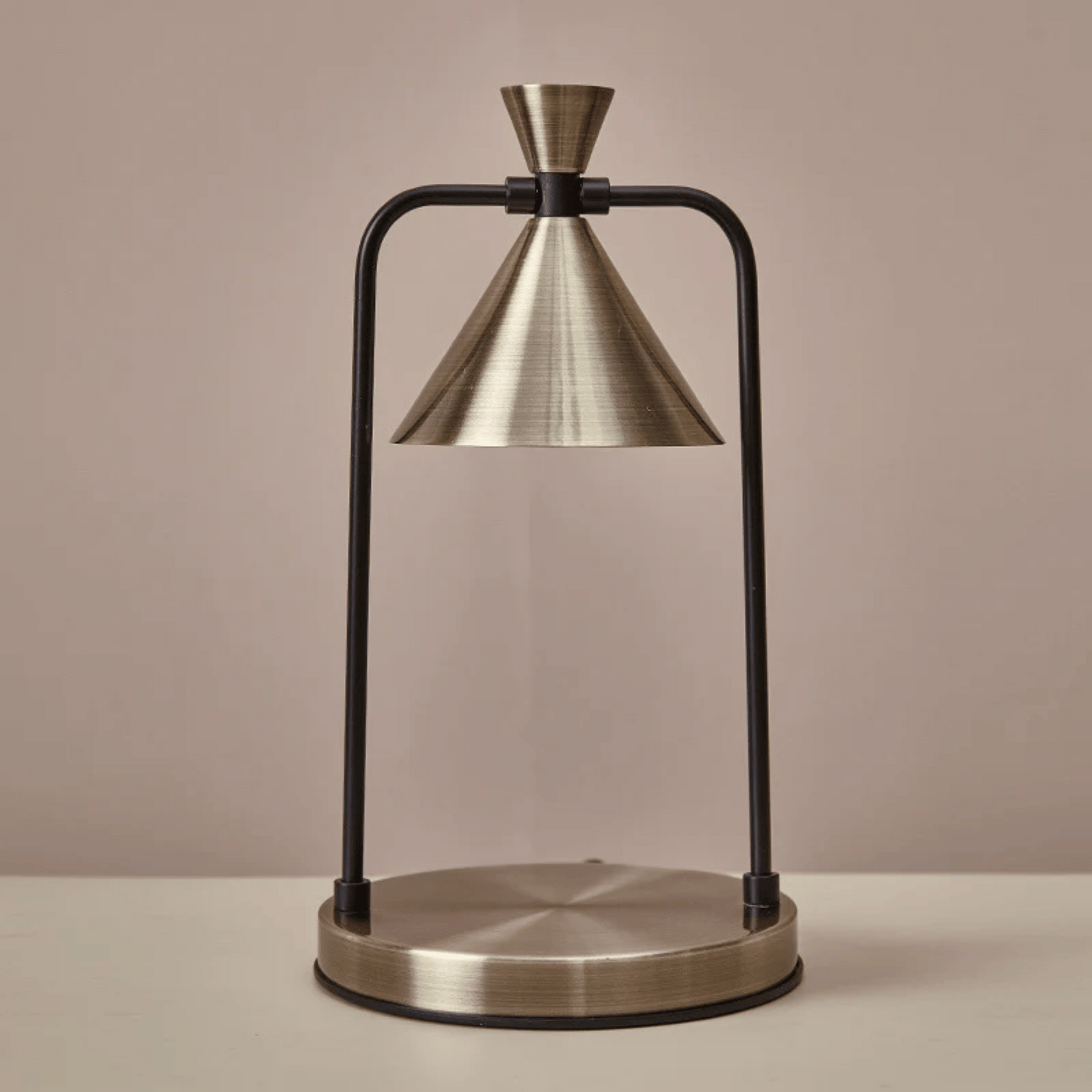 Electric Candle Warmer Lamp with Metal Frame and Cone Shade