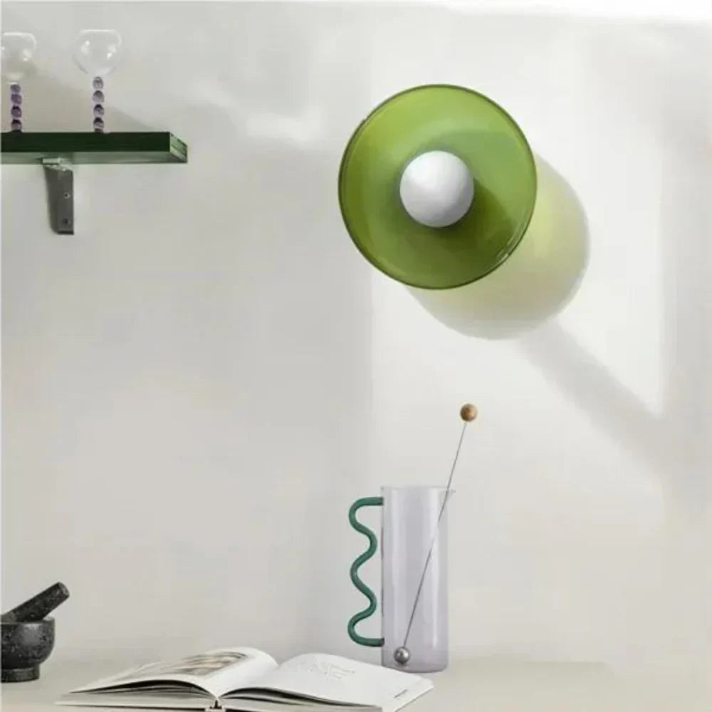 Glass Disc Ceiling and Wall Light with Central Globe