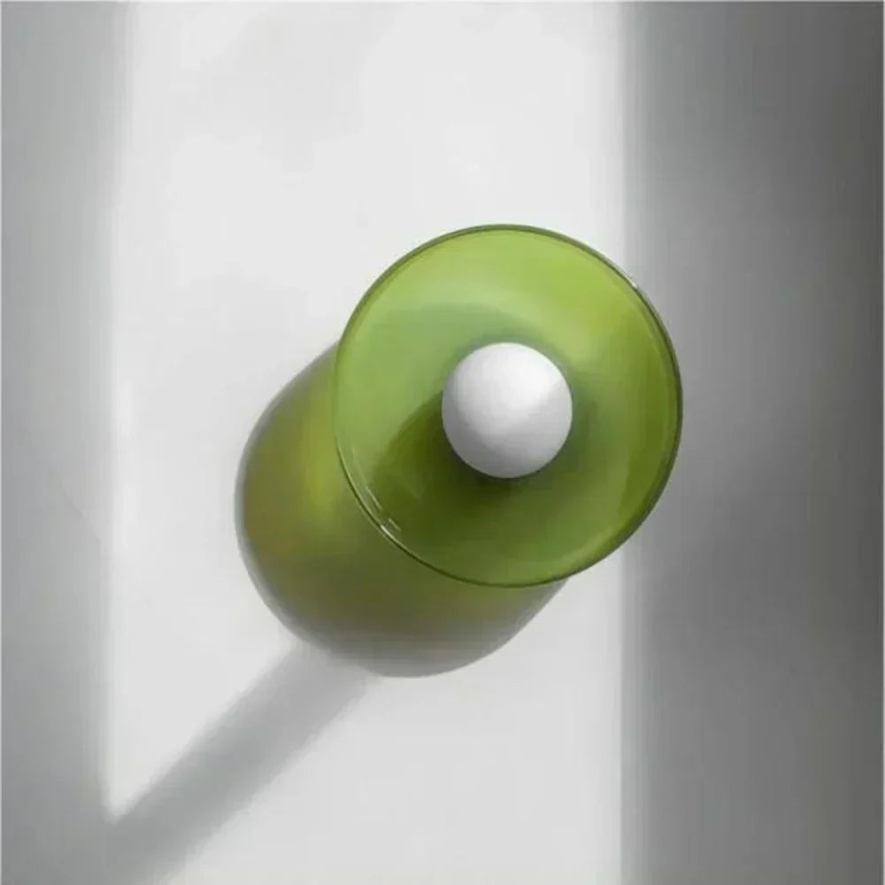Glass Disc Ceiling and Wall Light with Central Globe