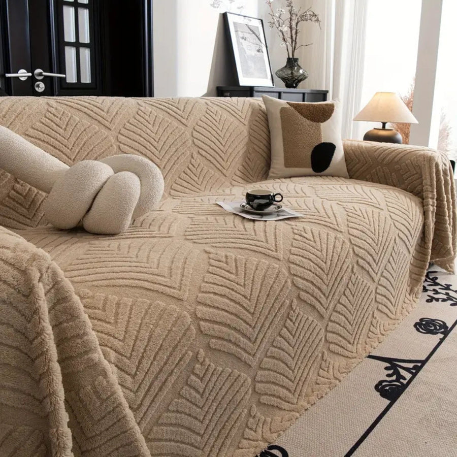 Herringbone Leaf Design Fleece Couch Cover