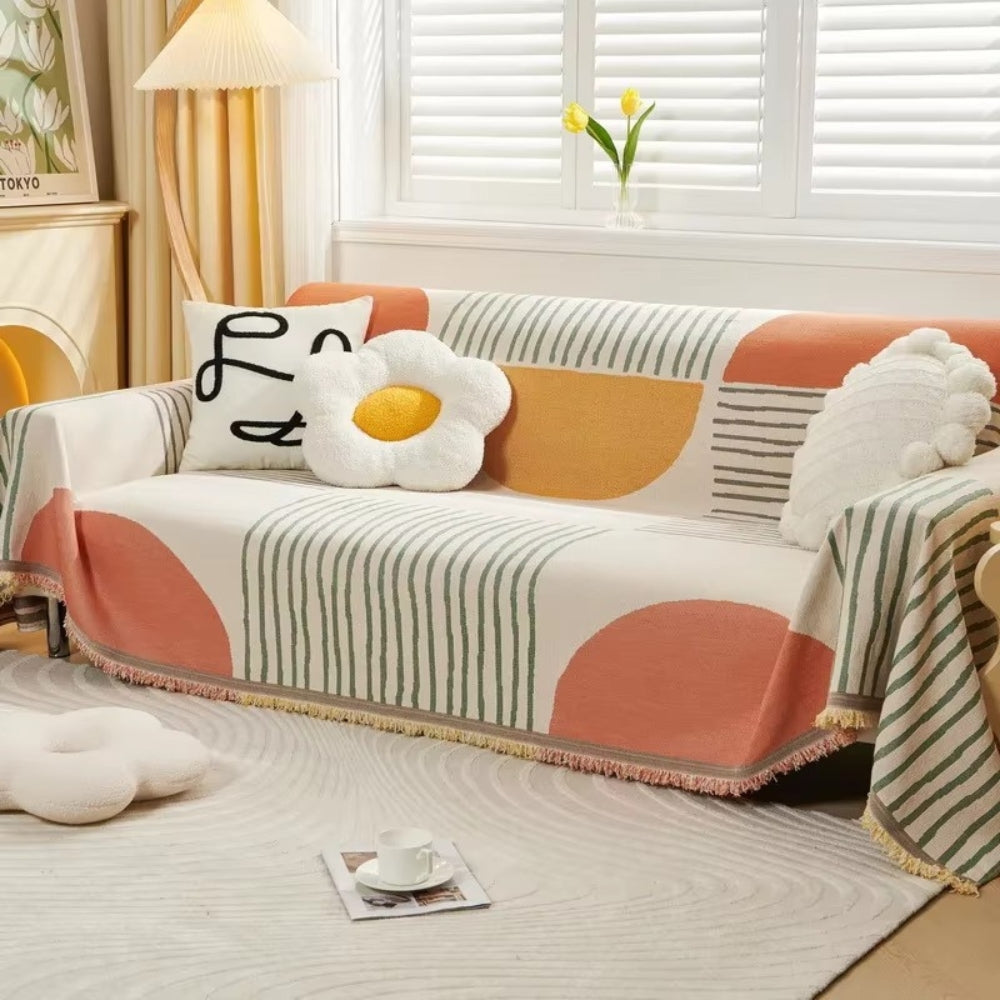 Meringue Chenille Geometry Couch Cover