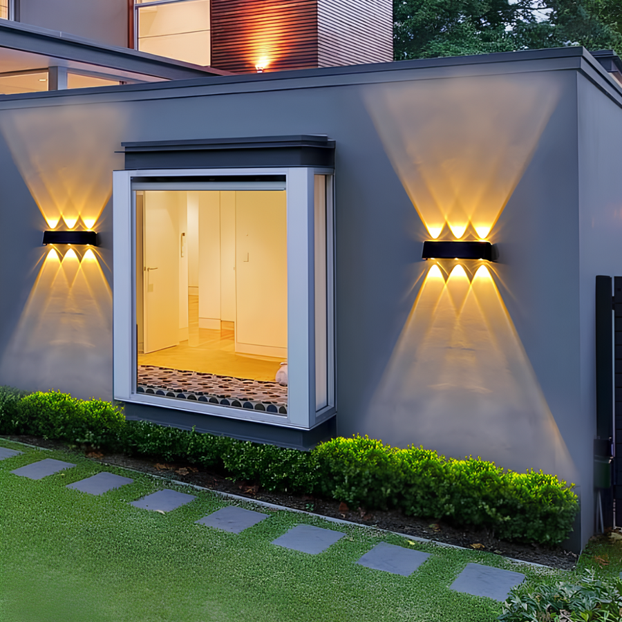 Solar Outdoor Wall Light With Six LED Beams