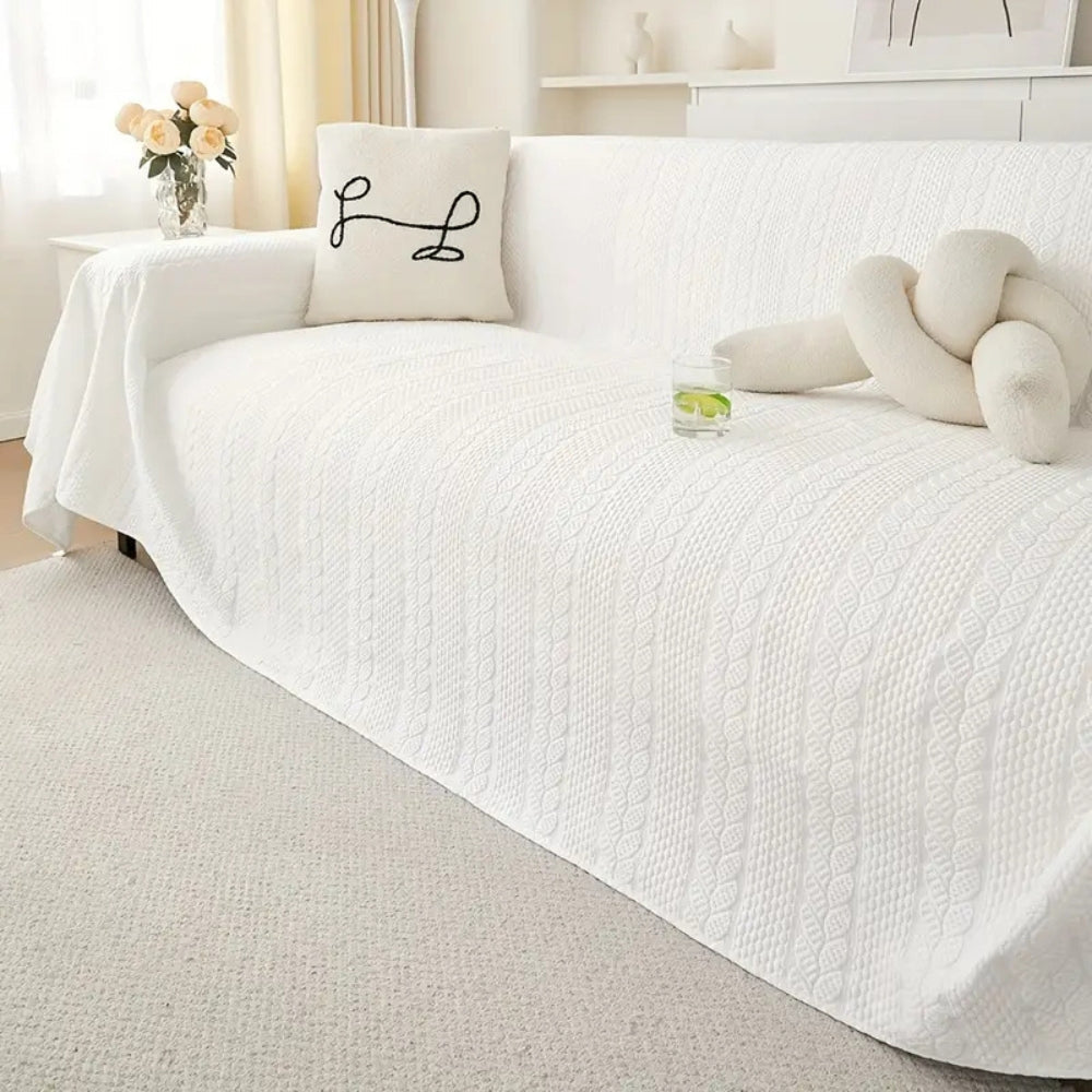Tranquil Plush Leaf Couch Cover