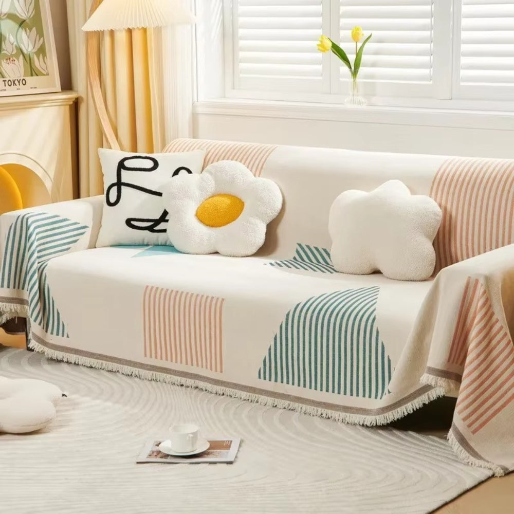 Meringue Chenille Geometry Couch Cover