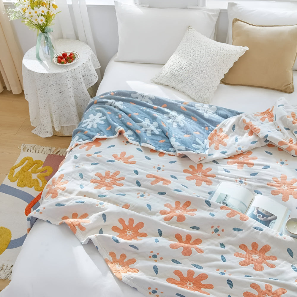 Abstract Sunny Reversible Cotton Blanket