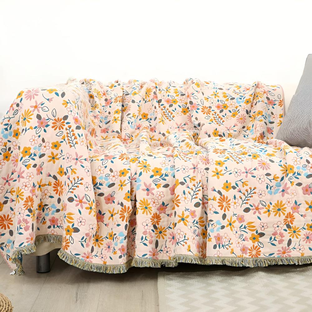 Daisy Dreamer Reversible Tassel Cotton Blanket