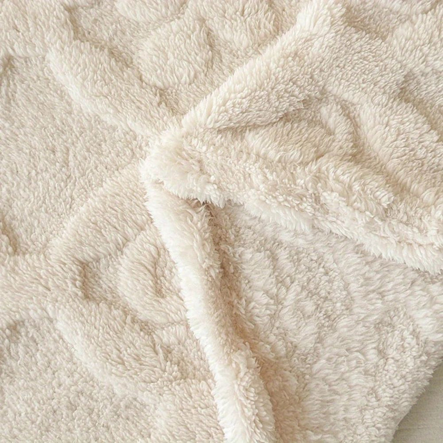 Leaf Embroidery Fleece Winter Blanket