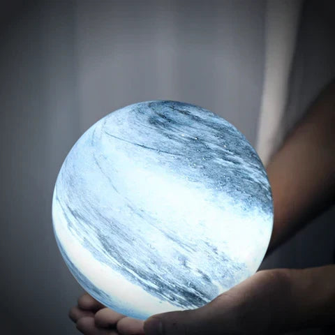 Glass Look Sphere LED Table Lamp with Swirl Pattern Surface
