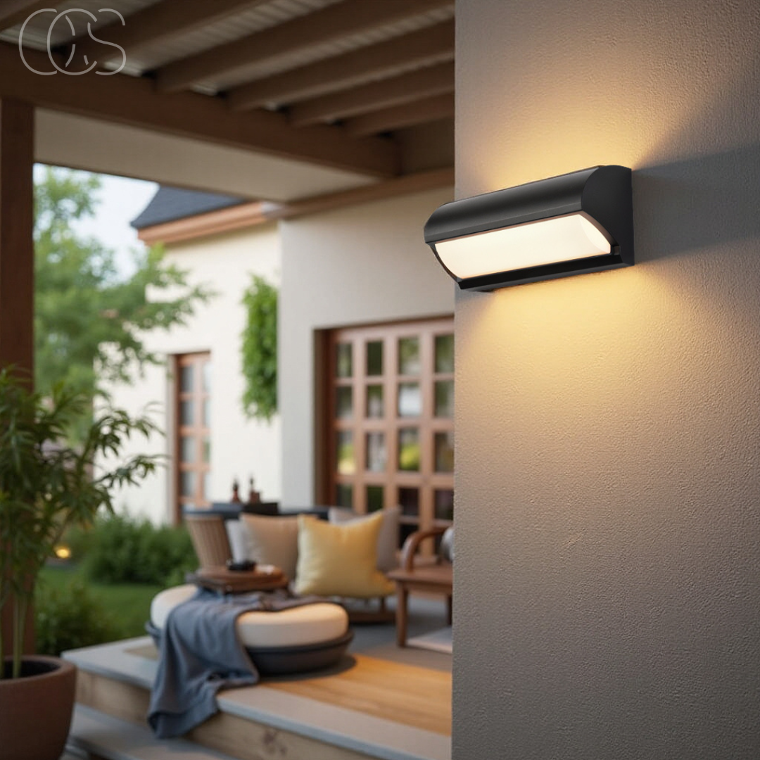 Black Outdoor Wall Light With Rectangular LED Panel
