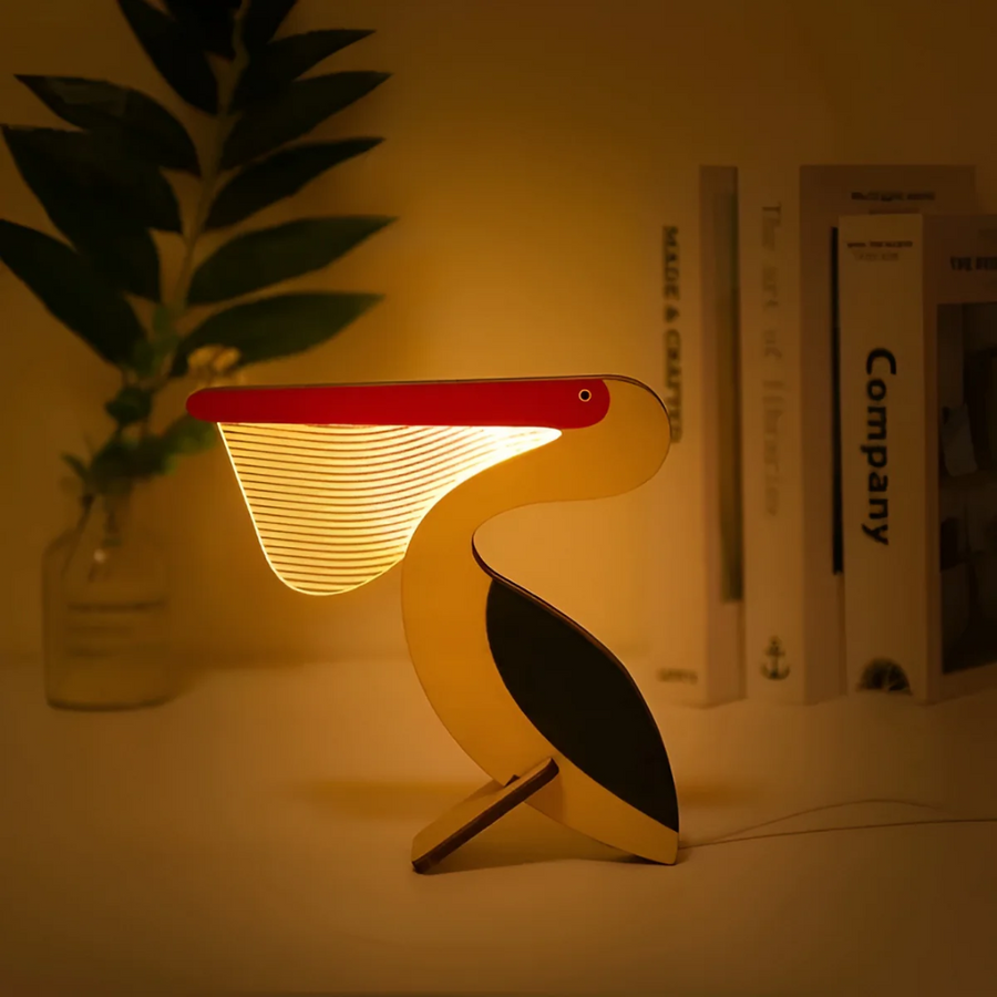 Nordic Wooden Animal LED Table Lamp Sculptural Design