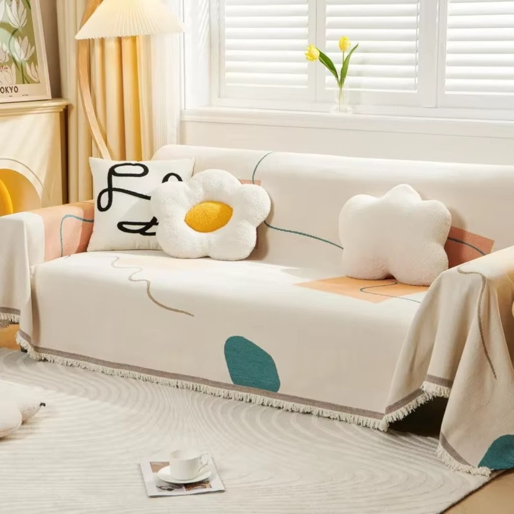 Meringue Chenille Geometry Couch Cover