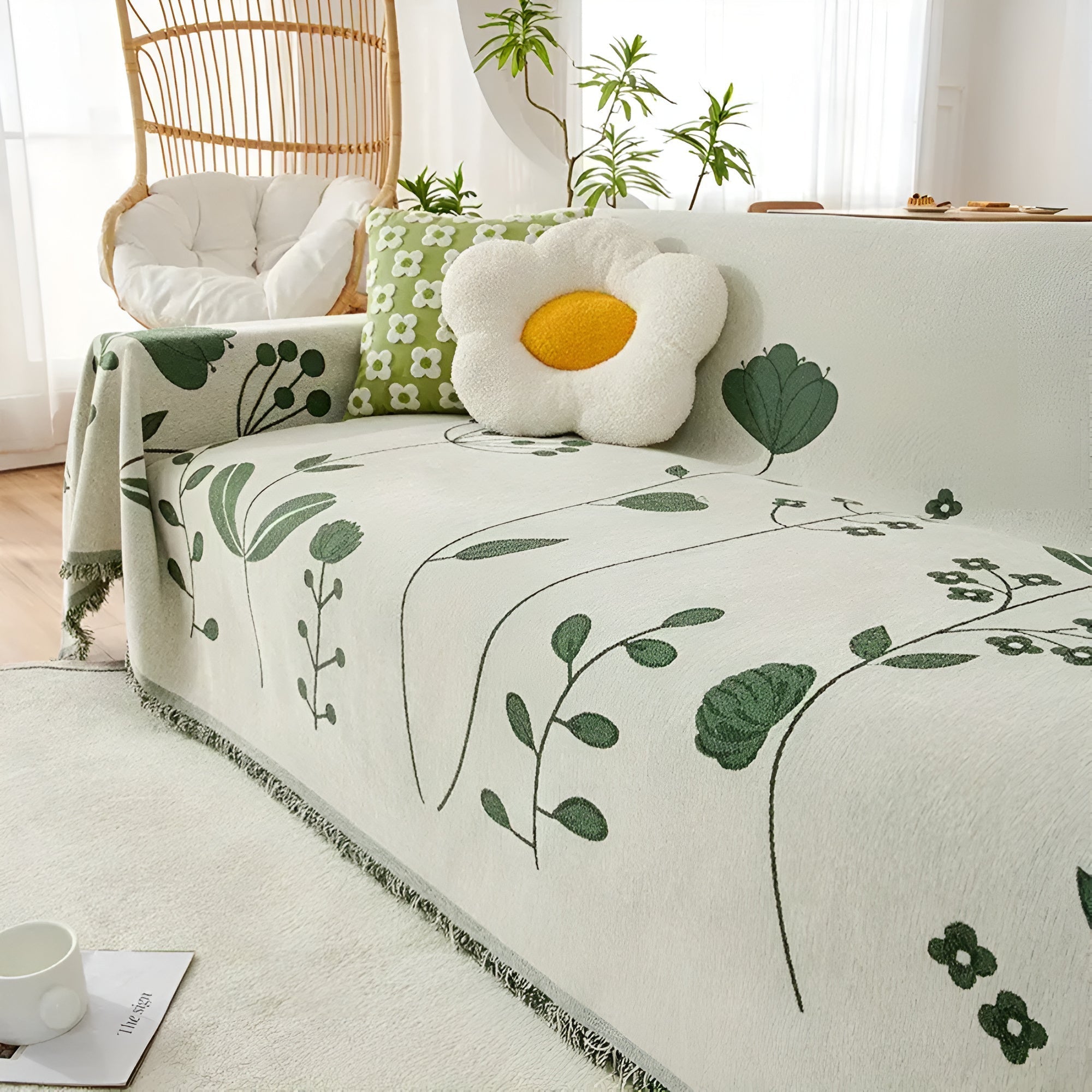 Modern Bloom Reversible Couch Cover