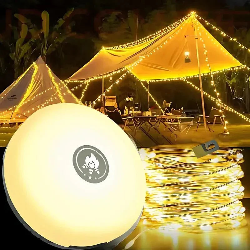 Rechargeable Camping Lantern with Retractable LED String Lights