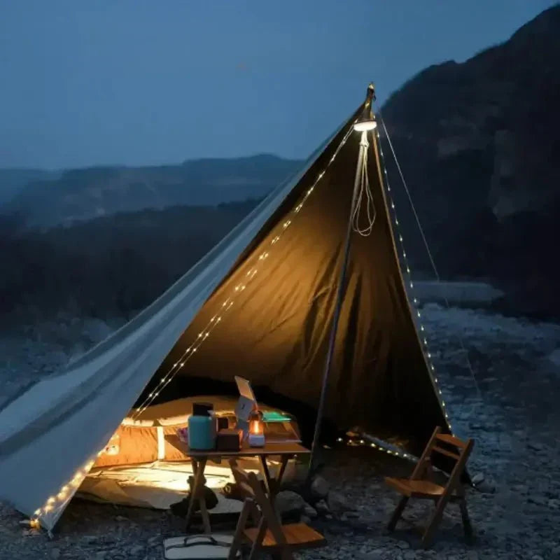 Rechargeable Camping Lantern with Retractable LED String Lights