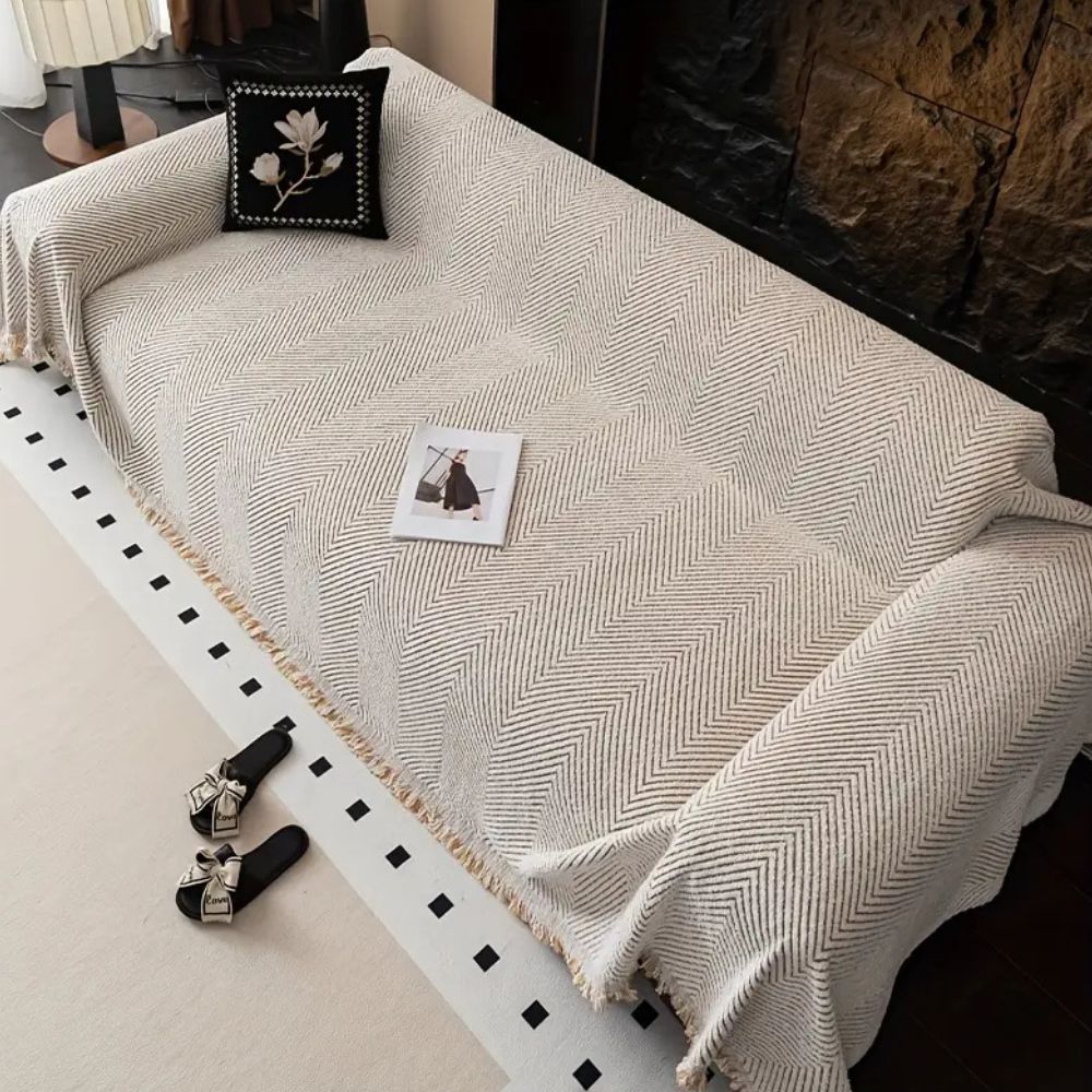 Sofa Cover Herringbone Pattern Slipcover for Couch Protection