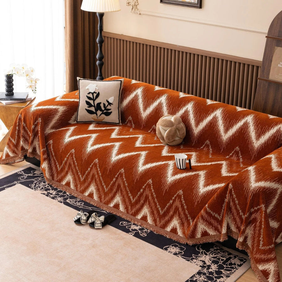 Ochre Streak Textured Couch Cover