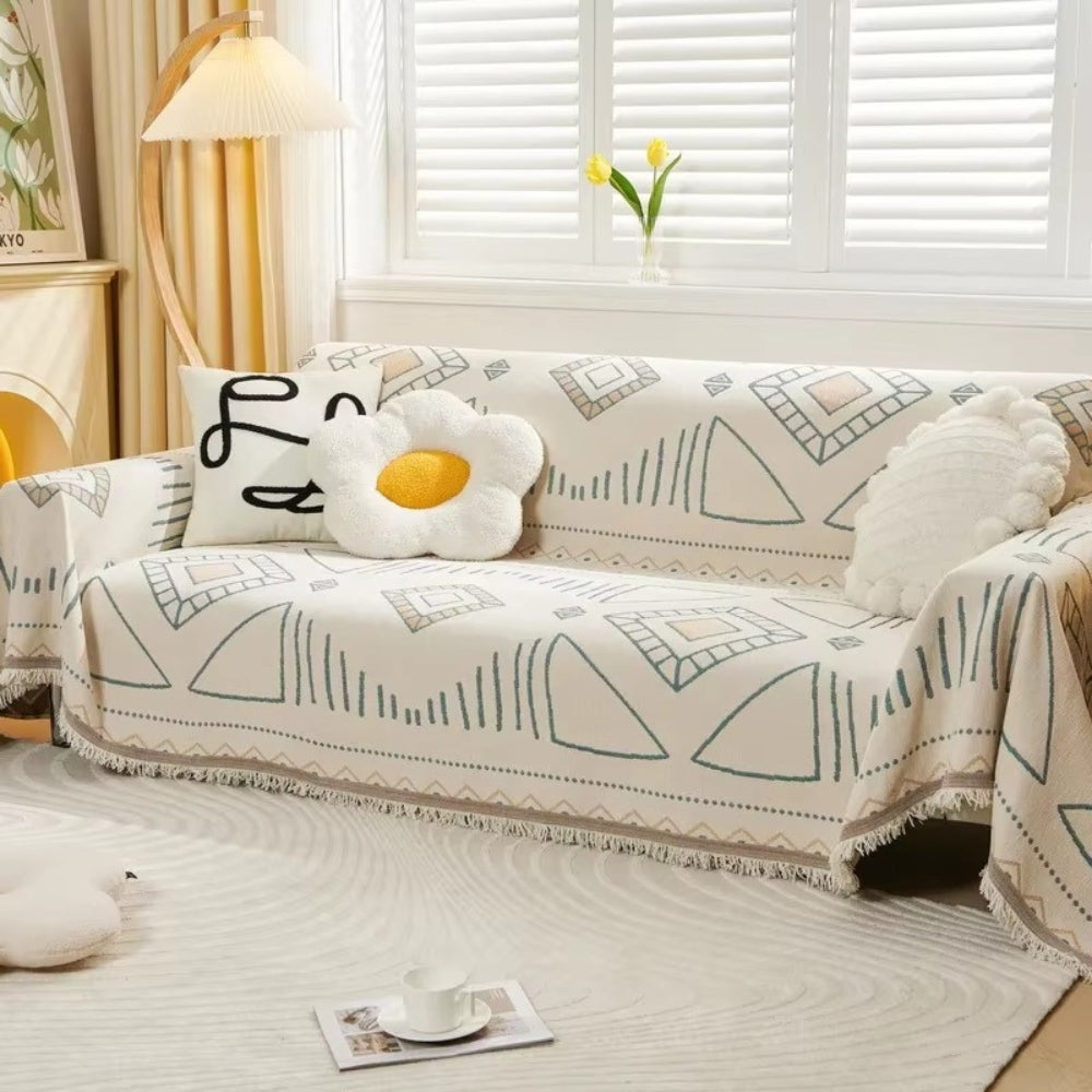 Meringue Chenille Geometry Couch Cover
