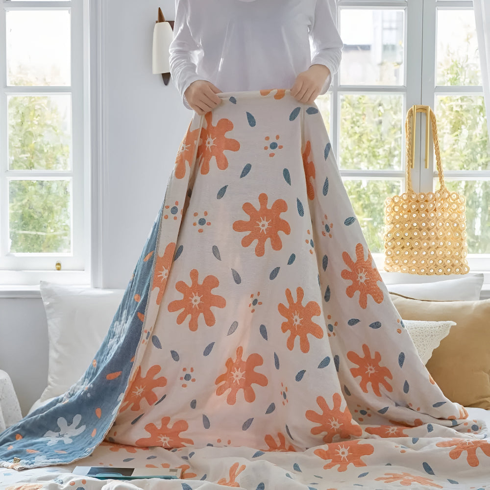 Abstract Sunny Reversible Cotton Blanket