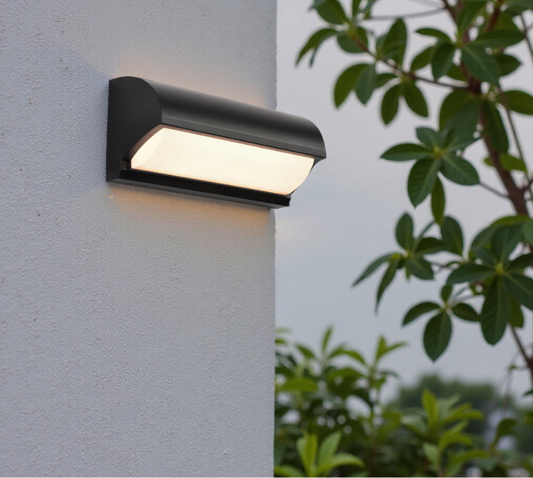 Black Outdoor Wall Light With Rectangular LED Panel