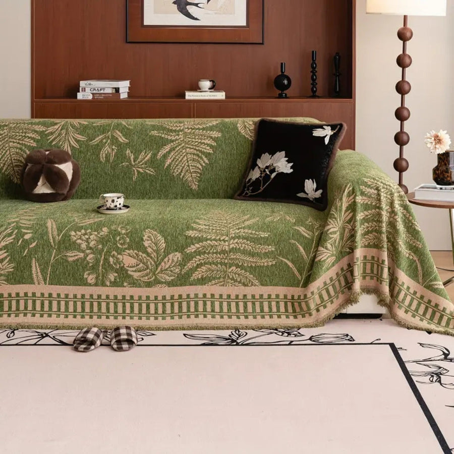 Foliage Floral Chenille Couch Cover