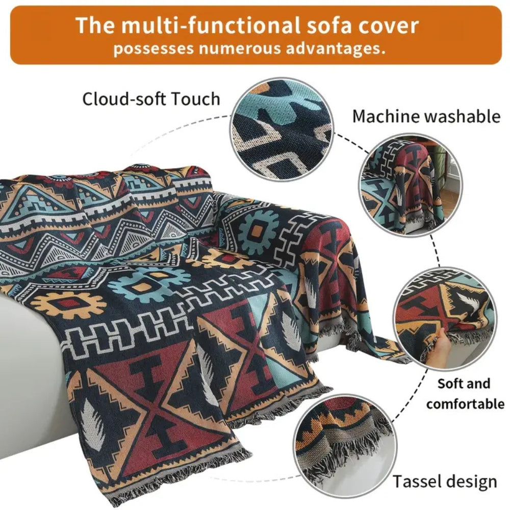 Aztec Geometric Pattern Couch Cover