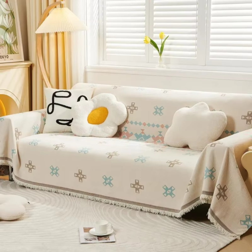 Meringue Chenille Geometry Couch Cover
