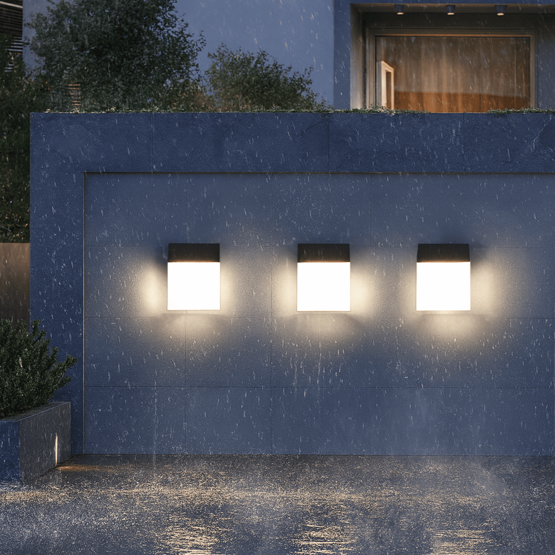 LED Exterior Wall Lamp with Flat Panel and Motion Detection