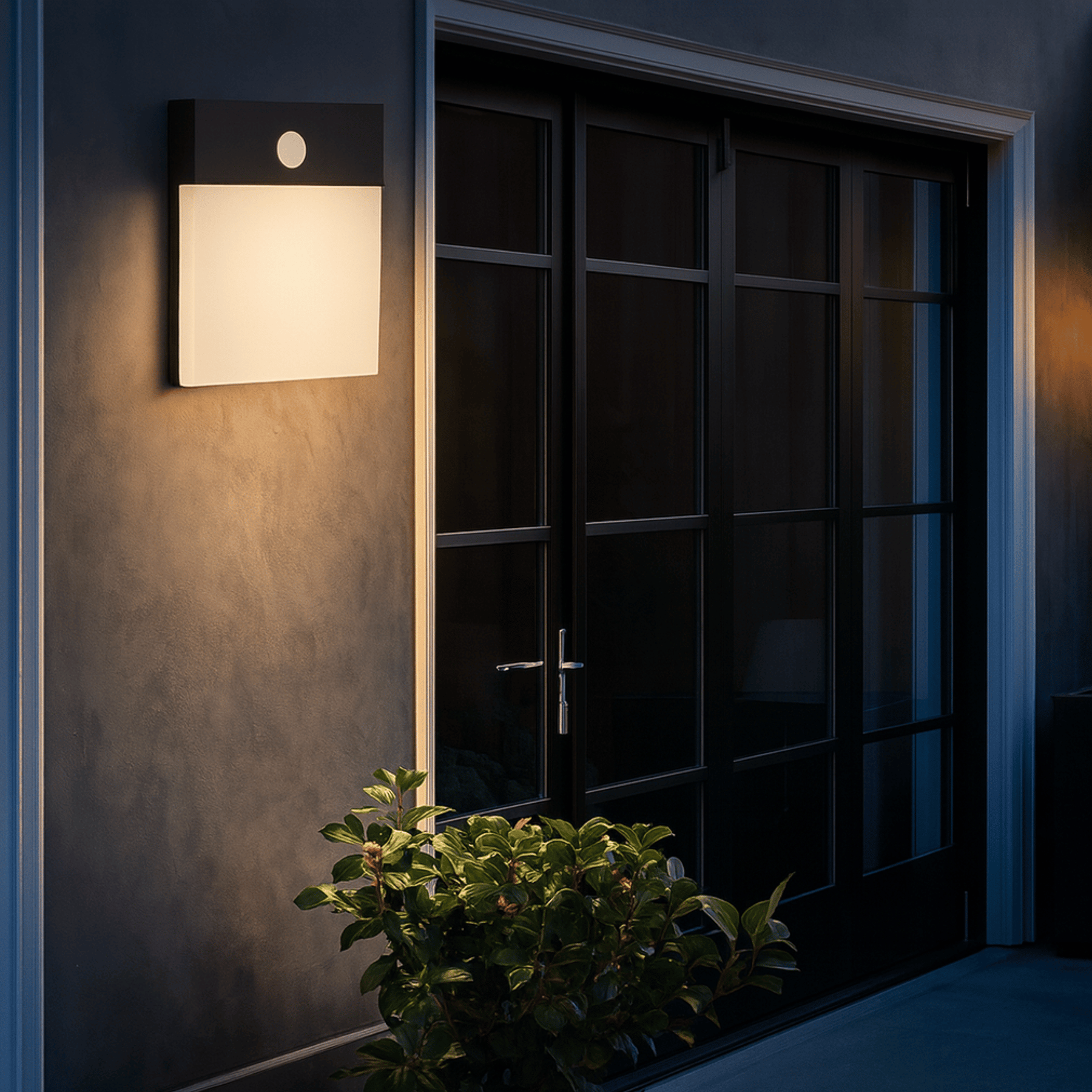 LED Exterior Wall Lamp with Flat Panel and Motion Detection