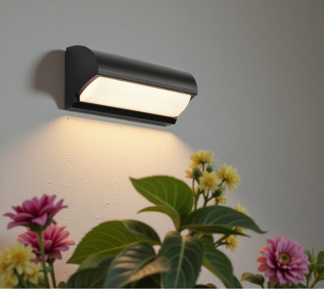 Black Outdoor Wall Light With Rectangular LED Panel