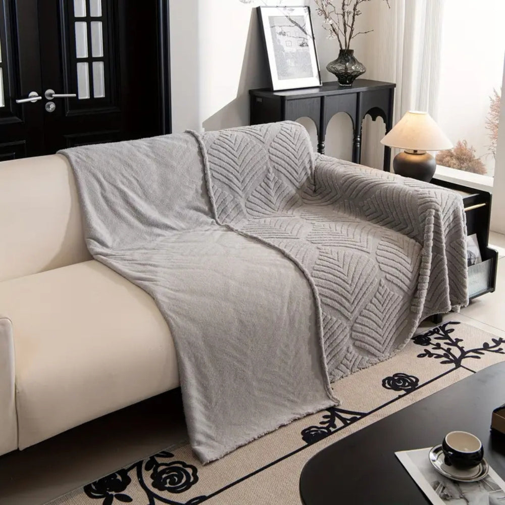 Herringbone Leaf Design Fleece Couch Cover