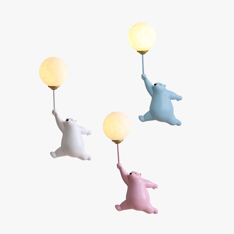 Cute Bear Wall Lamp Kids Room Balloon Light Decorative