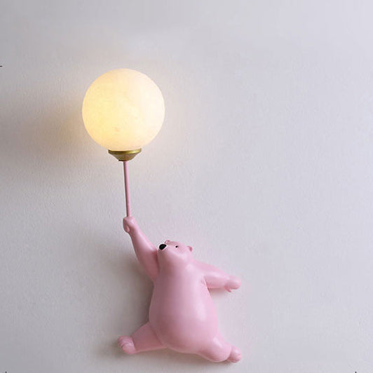 Cute Bear Wall Lamp Kids Room Balloon Light Decorative