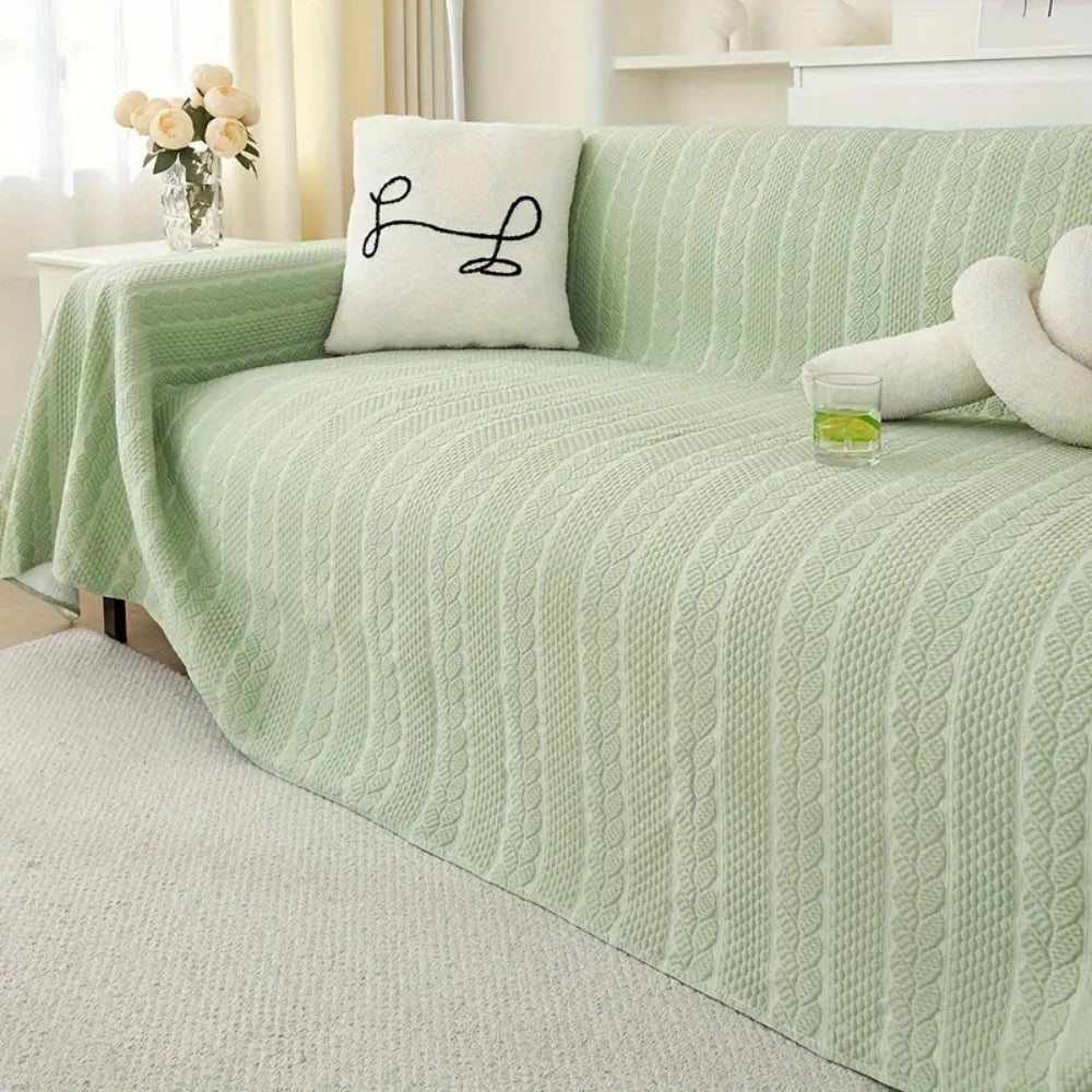 Tranquil Plush Leaf Couch Cover