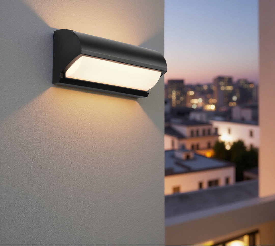 Black Outdoor Wall Light With Rectangular LED Panel