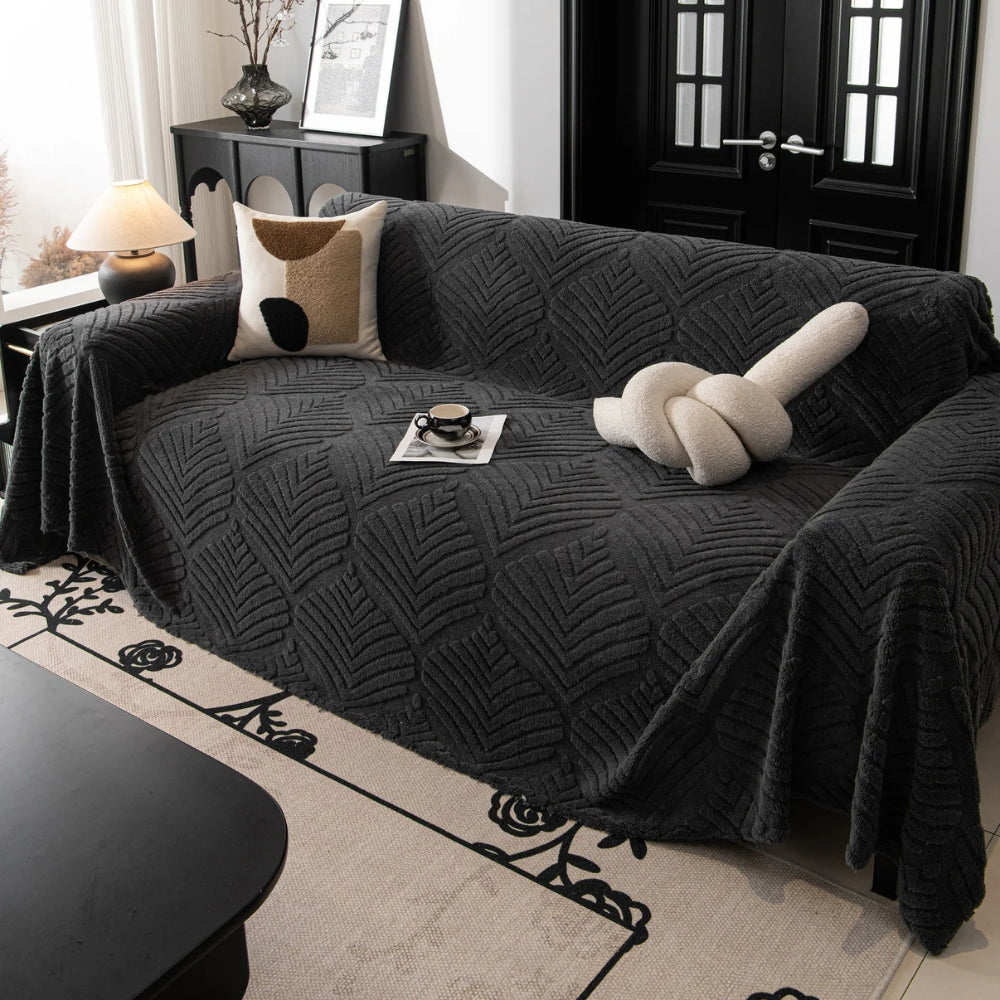 Herringbone Leaf Design Fleece Couch Cover