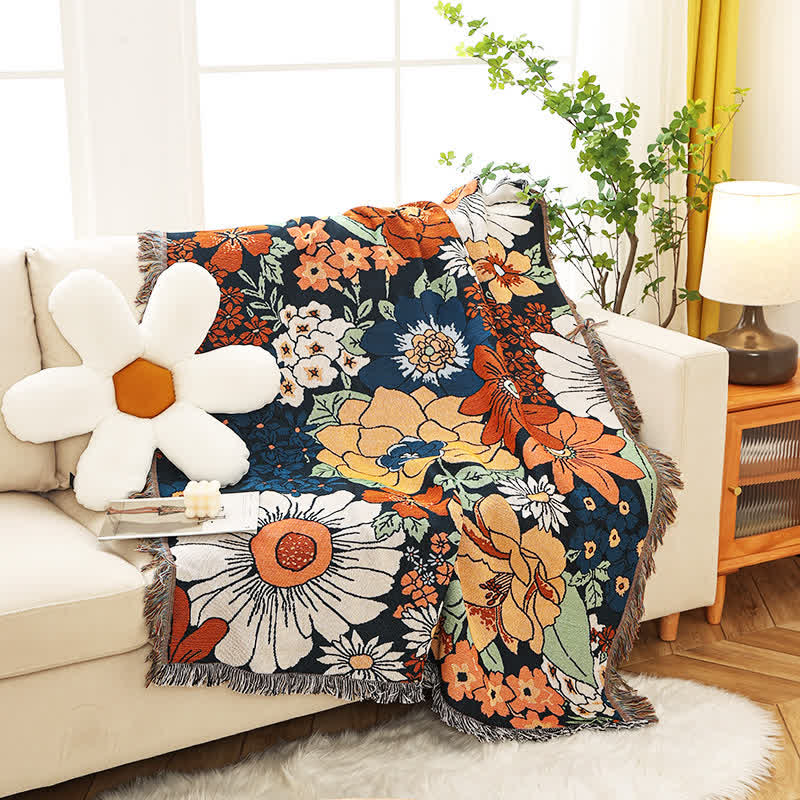 Floral Garden Tassel Couch Cover