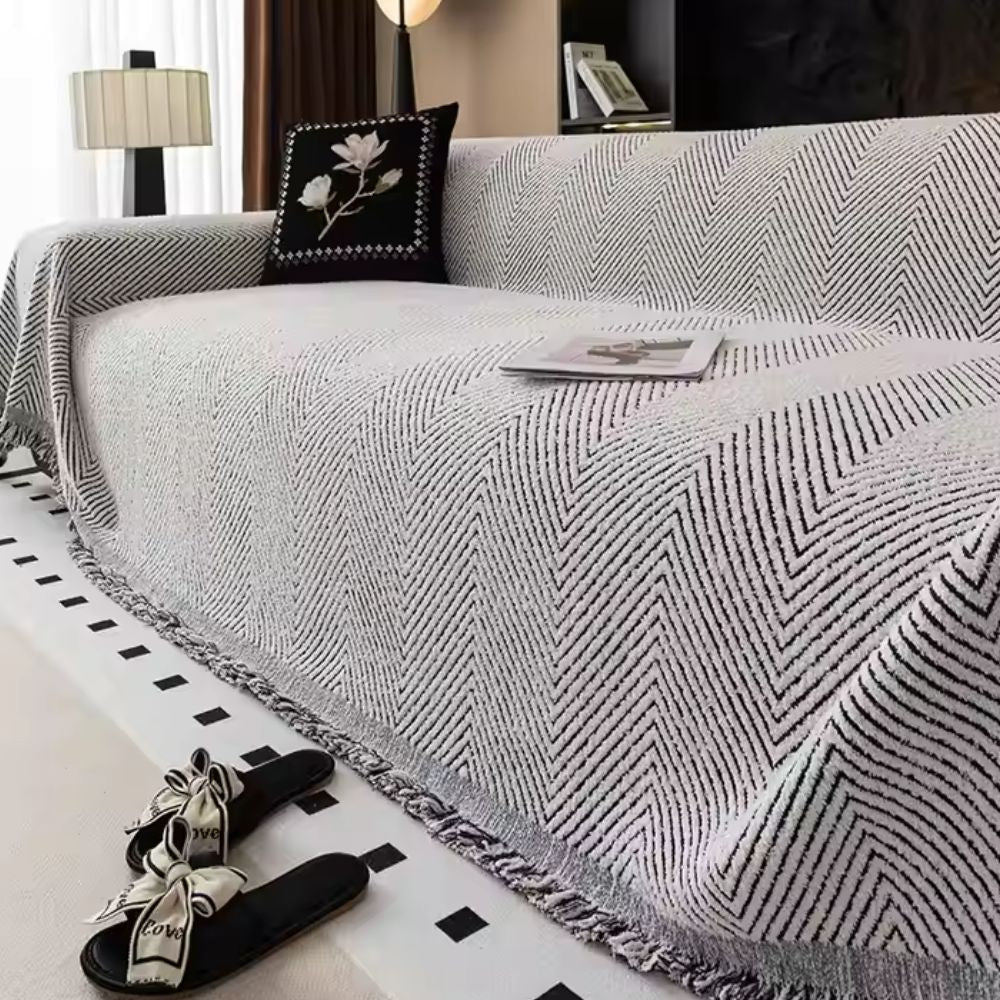 Sofa Cover Herringbone Pattern Slipcover for Couch Protection