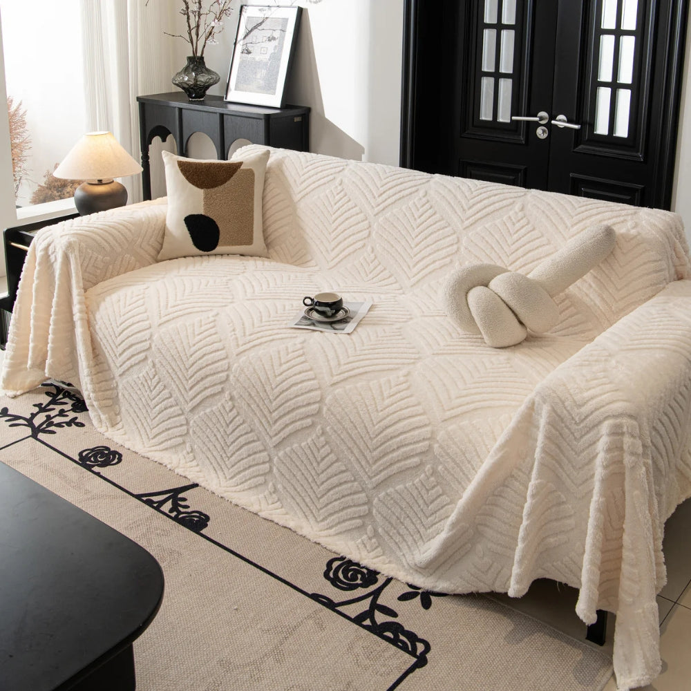 Herringbone Leaf Design Fleece Couch Cover