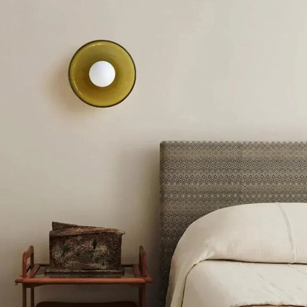 Glass Disc Ceiling and Wall Light with Central Globe