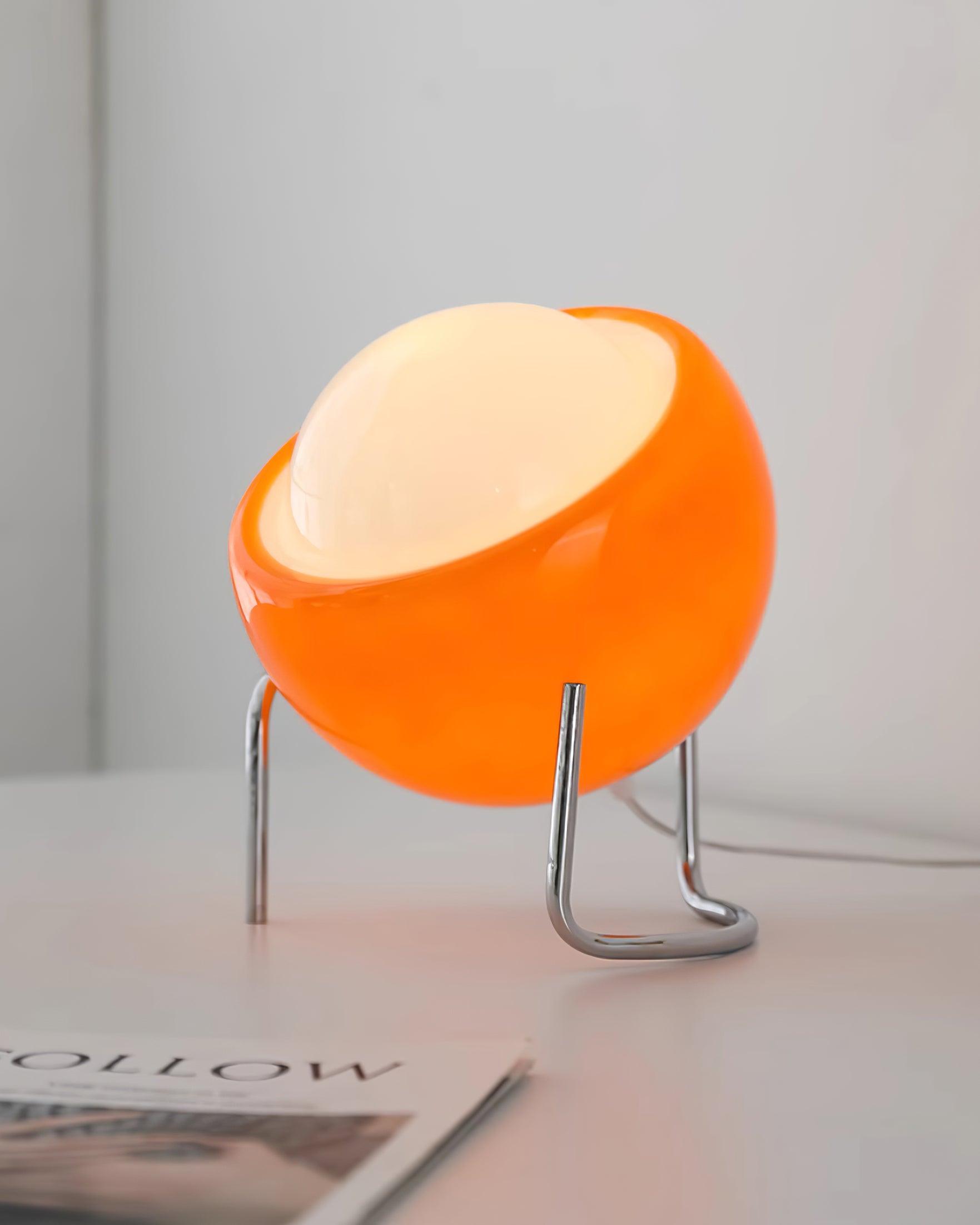 Bauhaus Style Glass-Look Table Lamp with Metal Frame