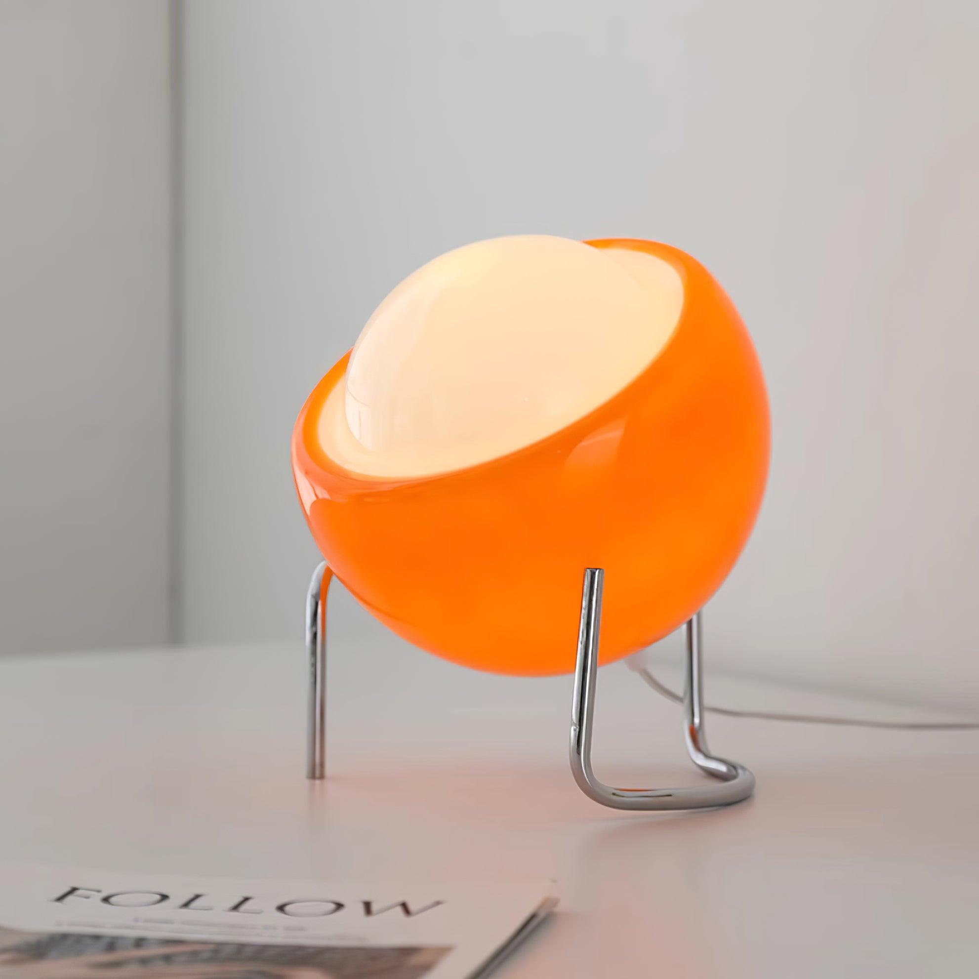 Bauhaus Style Glass-Look Table Lamp with Metal Frame