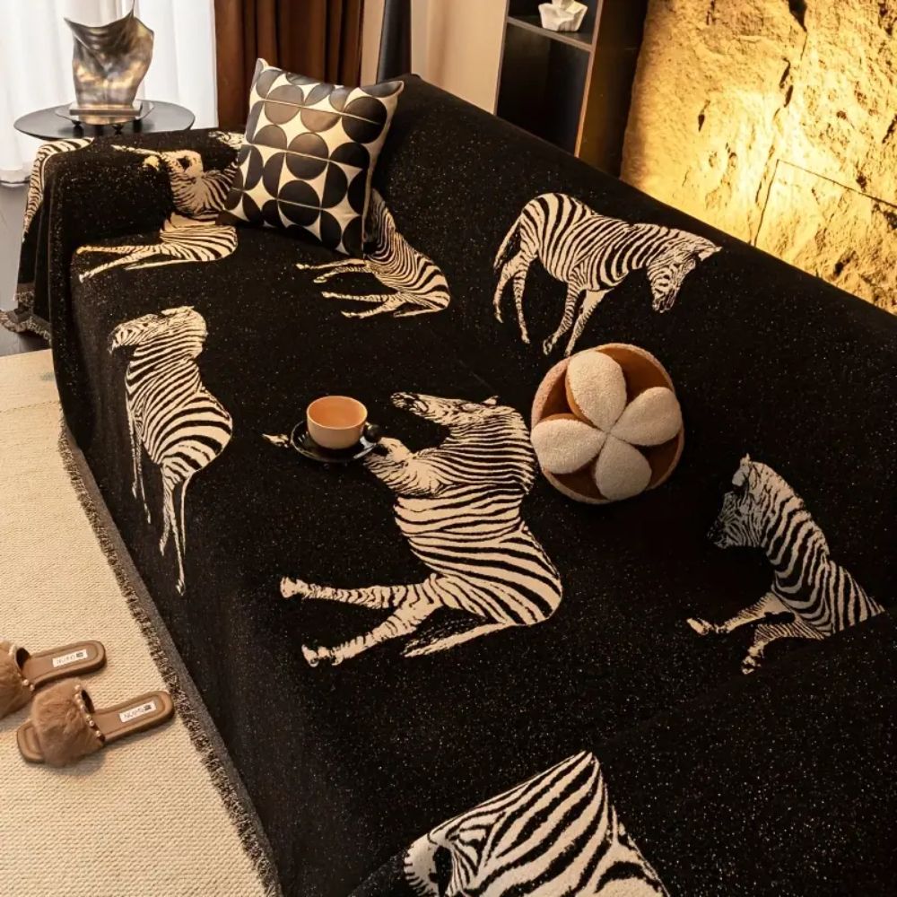 Black Stride Zebra Couch Cover